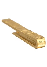 Zlatý sponka na kravatu s textúrovaným povrchom, obdĺžnikového tvaru, označená "925 Ag" pre obsah striebra, s elegantným, moderným dizajnom.