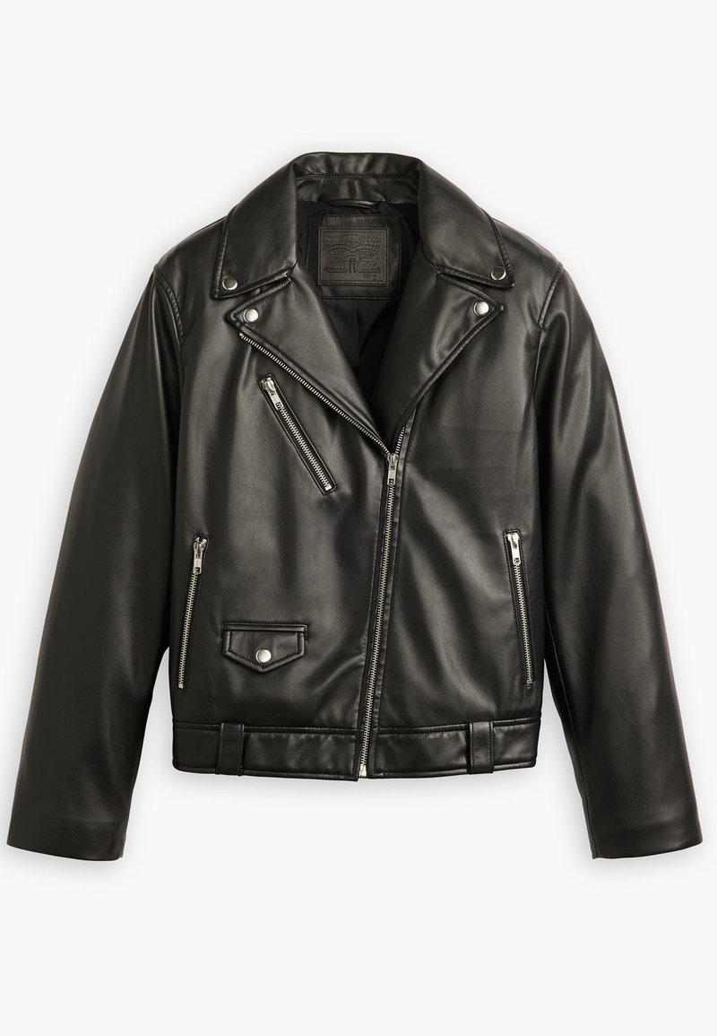 Black leather moto jacket
