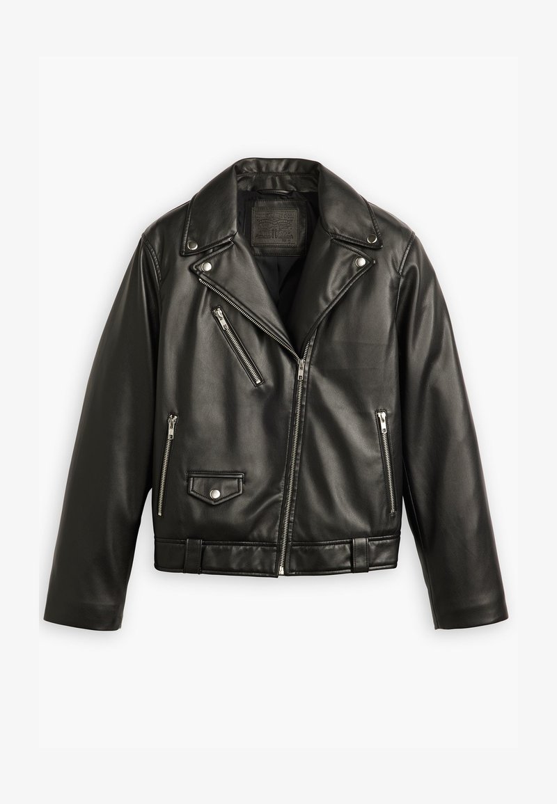 Black leather moto jacket