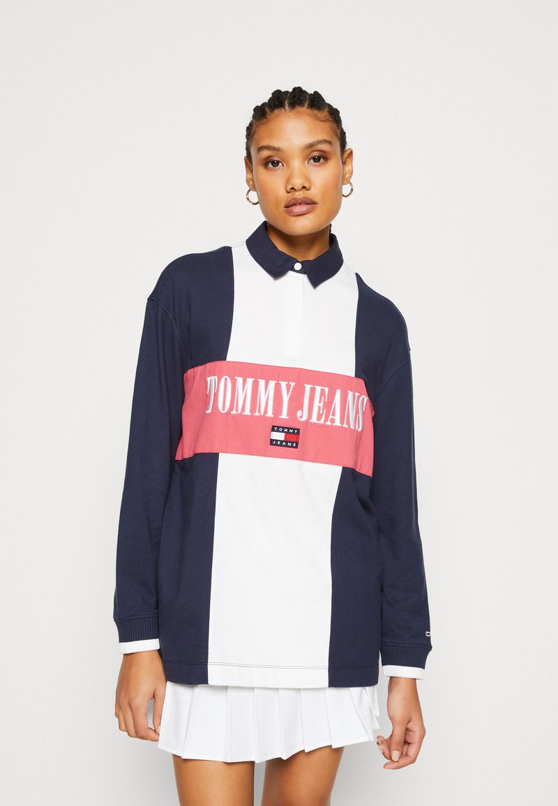 Tommy Jeans ARCHIVE BLOCKING RUGBY Polo white/multi/blanc ZALANDO.FR