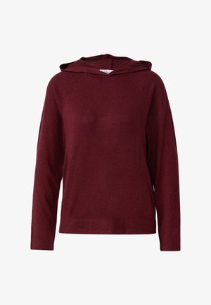 Bordeaux hoodie gemaakt van zacht materiaal, met een klassiek ontwerp voorzien van een buidelzak en raglan mouwen. Soepele textuur, casual pasvorm.