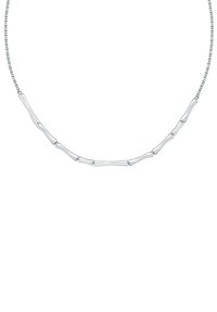 Collana in argento con elementi allungati ispirati al bambù. Texture liscia con una finitura lucida. Design semplice ed elegante.
