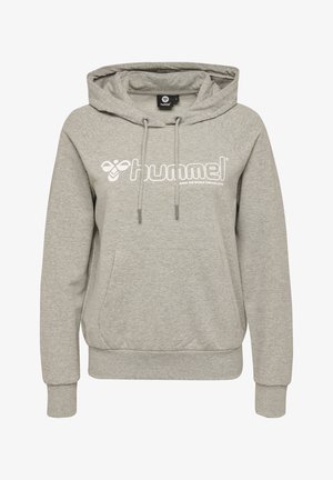 Sweat à capuche gris avec poche avant, capuche à cordon de serrage et logo blanc imprimé. Confectionné en tissu doux avec manches longues et poignets côtelés.