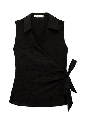 Koton, SLEEVELESS WRAP V-NECK SHIRT. - Blouse - black