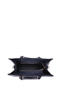 Laulukas blu tote bag kanssa rakenteellinen muotoilu, jossa on sileä sisäosa, kaksoistaskut ja kultasävytteiset vetoketjut.