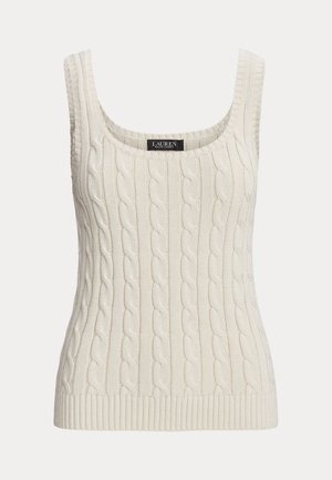 Lauren Ralph Lauren, CABLE COTTON BLEND SLEEVELESS - Felső - mascarpone cream