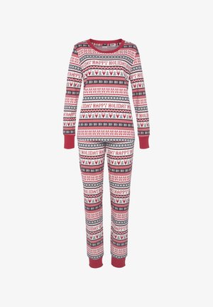 LASCANA SET - Nachtwäsche Set - dunkelrot gemustert