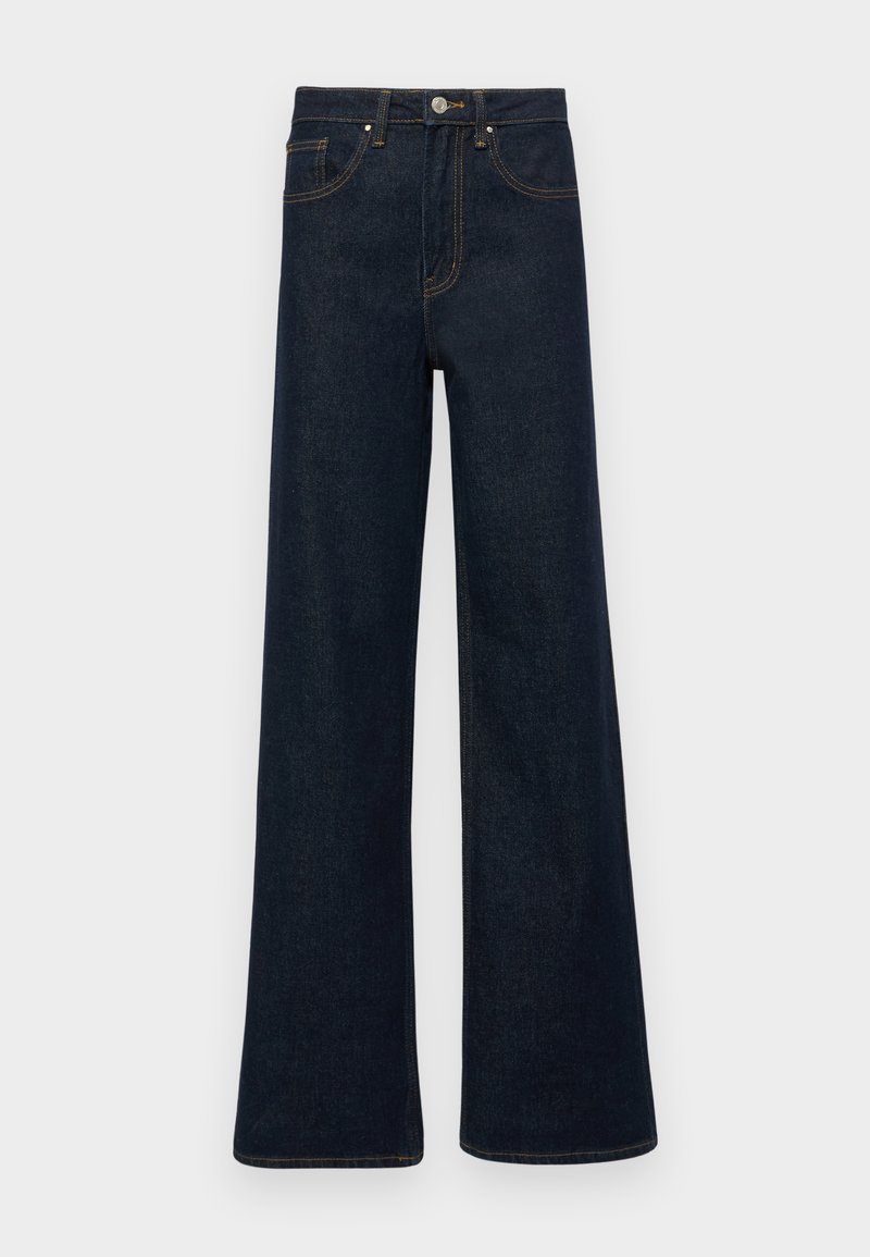 ONLY Ella wide leg fold up jeans in mid blue ONLY Ella wide leg fold up jeans in mid blue