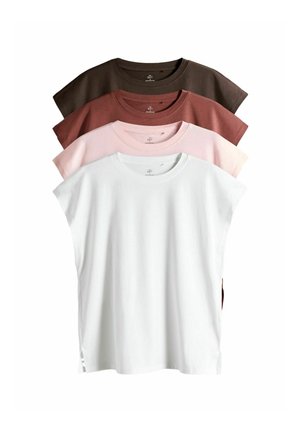 REGULAR FIT - 4 PACK GROWN ON SLEEVE - T-shirt basic - chocolate brown pinks white