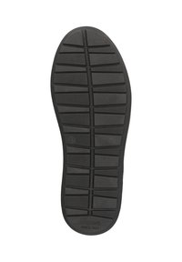 Semelle de chaussure en caoutchouc noir avec des rainures pour l'adhérence, présentant une surface texturée et un logo de marque embossé. Taille 37 indiquée.