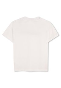 Witte katoenen t-shirt met een ronde halslijn, korte mouwen en een rechte snit. De achterkant is eenvoudig zonder zichtbare patronen of accenten.