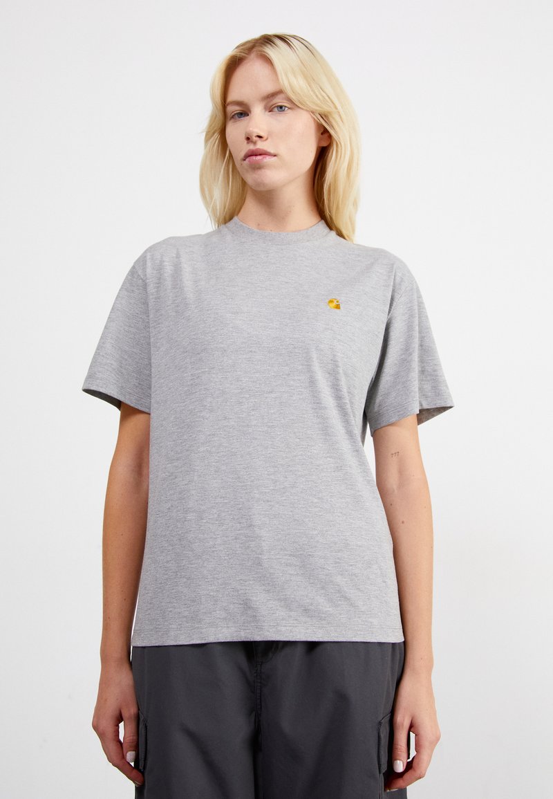 Carhartt WIP CHASE - Lihtne T-särk - grey heather/gold