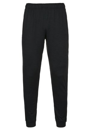 Sorte konede joggingbukser med elastisk talje og ankellommer, velegnede til afslappet eller atletisk brug.