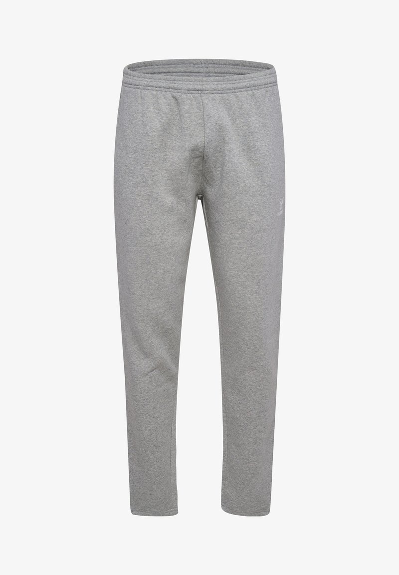 Hellgraue Sweatpants aus weichem, dehnbarem Material. Sie verfügen über einen elastischen Bund und eine schlanke Passform, mit dezentem Branding an der Seite.