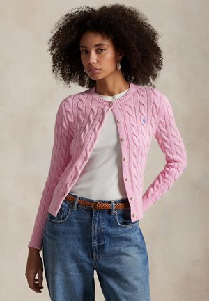 Polo Ralph Lauren CABLE-KNIT COTTON CREWNECK CARDIGAN - Vest - carmel pink