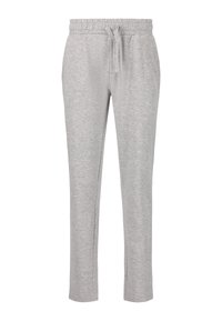 Grå sweatpants med elastisk midjeband, justerbar dragsko och sidfickor. Tillverkade av mjukt, strukturerat tyg med en tapered ben-design.