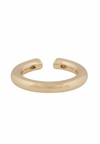 Gold-tone open band ring with a smooth, rounded design. Features a polished finish and slightly tapered edges for a modern look.