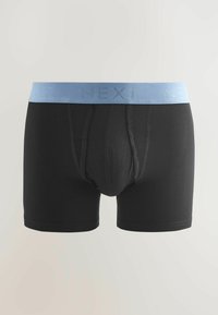 Melnas kokvilnas boxer šortus ar zilu elastīgu jostasvietu, kurā ir izceltā "NEXT" logo. Audums ir gluds ar pieguļošu dizainu.