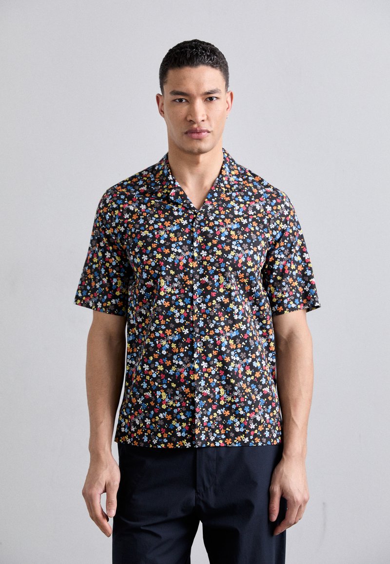 Paul Smith Men's Regular Fit Abstract Print Camp Shirt Blue Size Large