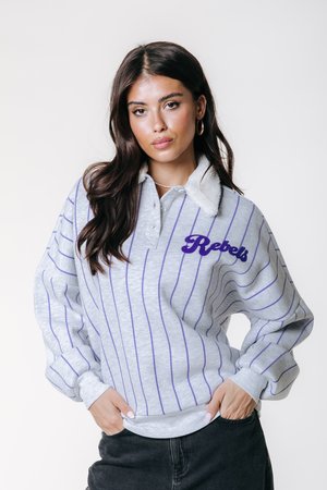 BASEBALL CONTRAST COLLAR - Sweatshirt - light grey melange/lilac