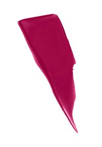 Trace de rouge à lèvres rose vif avec des bords lisses et texturés sur fond blanc.