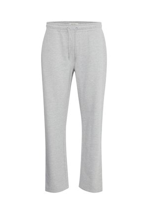 Pantaloni della tuta grigio chiaro realizzati in morbido tessuto di cotone. Caratterizzati da una vita elastica con coulisse e design a gamba dritta.