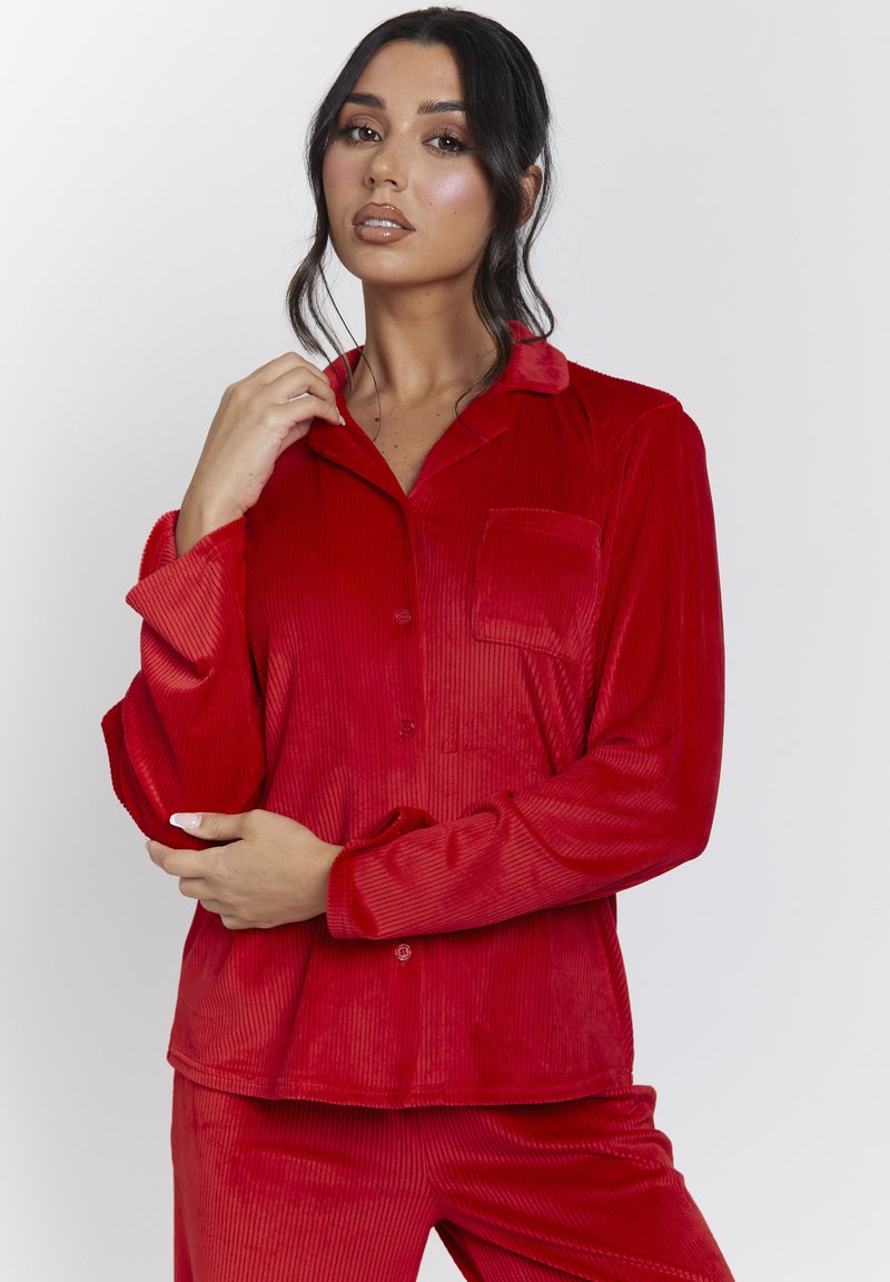 Loungeable VELOUR TRADITIONAL LONG SLEEVE SET - Pigiama - red/rosso