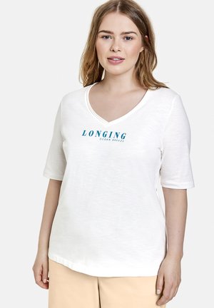 MIT WORDING PRINT AUS GO - Camiseta estampada - offwhite gemustert
