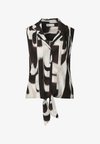 BLOUSE TOP WITH BOWLING-COLLAR AND KNOT - Button-down blouse - espresso brown