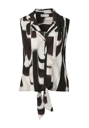 Street One, BLOUSE TOP WITH BOWLING-COLLAR AND KNOT - Chemisier - espresso brown