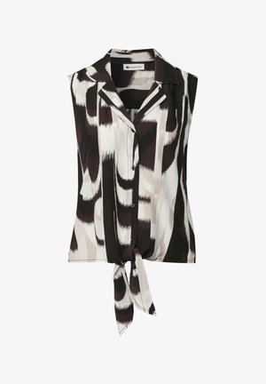 Street One, BLOUSE TOP WITH BOWLING-COLLAR AND KNOT - Blusa - espresso brown