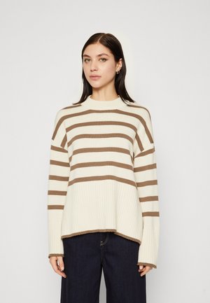 ONLHELLA LOOSE O NECK MIX - Pulover - birch/walnut