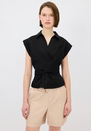 V-NECK - Button-down blouse - black