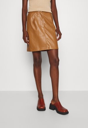 VILA Tall VILINE SHORT COATED SKIRT - Fustă mini - toasted coconut