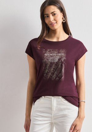 Street One DROPPED SHOULDER SHIRT MIT ARTWORK - T-shirt imprimé - rustic rouge