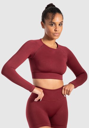 Smilodox CROP LONGSLEEVE MAYSA - T-shirt à manches longues - bordeaux