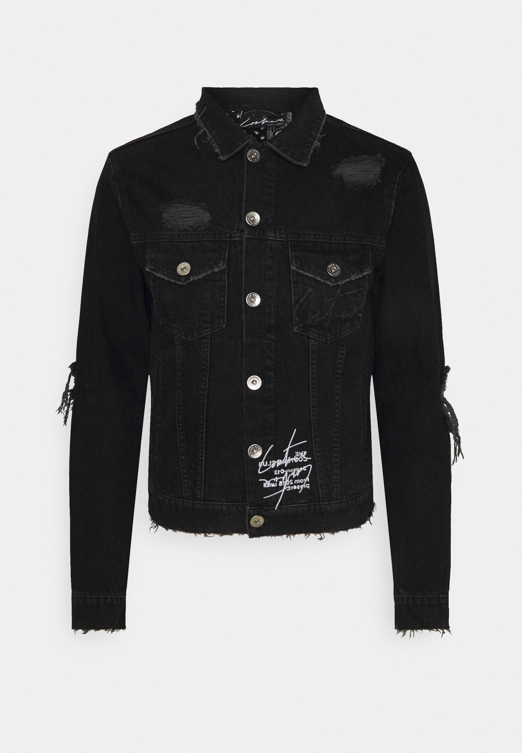 The Couture Club LASER ETCH DISTRESSED BANDANA JACKET - Giacca di jeans -  washed black/nero - Zalando.it
