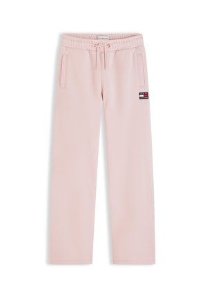 Lyserøde casual bukser med elastisk talje, snøre, sidelommer og lille Tommy Hilfiger logopatch på det højre lår.