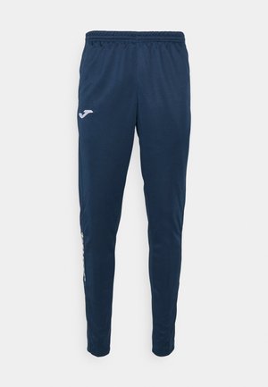 Marina atletiska byxor med elastiskt midjeband, tapered design och vitt logotypaccent på vänster lår. Slät tygkvalitet.