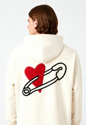 COEUR PINS EMBROIDERY HEAYVWEIGHT UNISEX - Sweat à capuche - off white