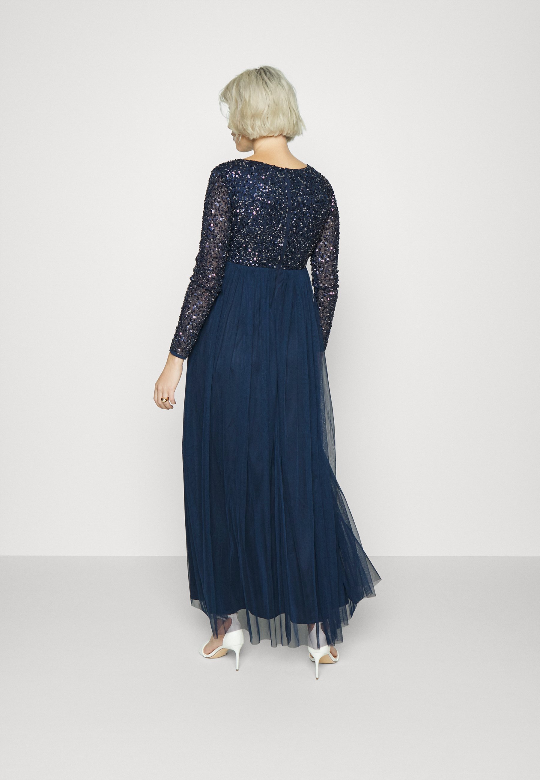 long sleeve navy maxi dress uk