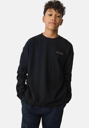 REGULAR FIT - TEXTURED LONG SLEEVE  - Långärmad tröja - black