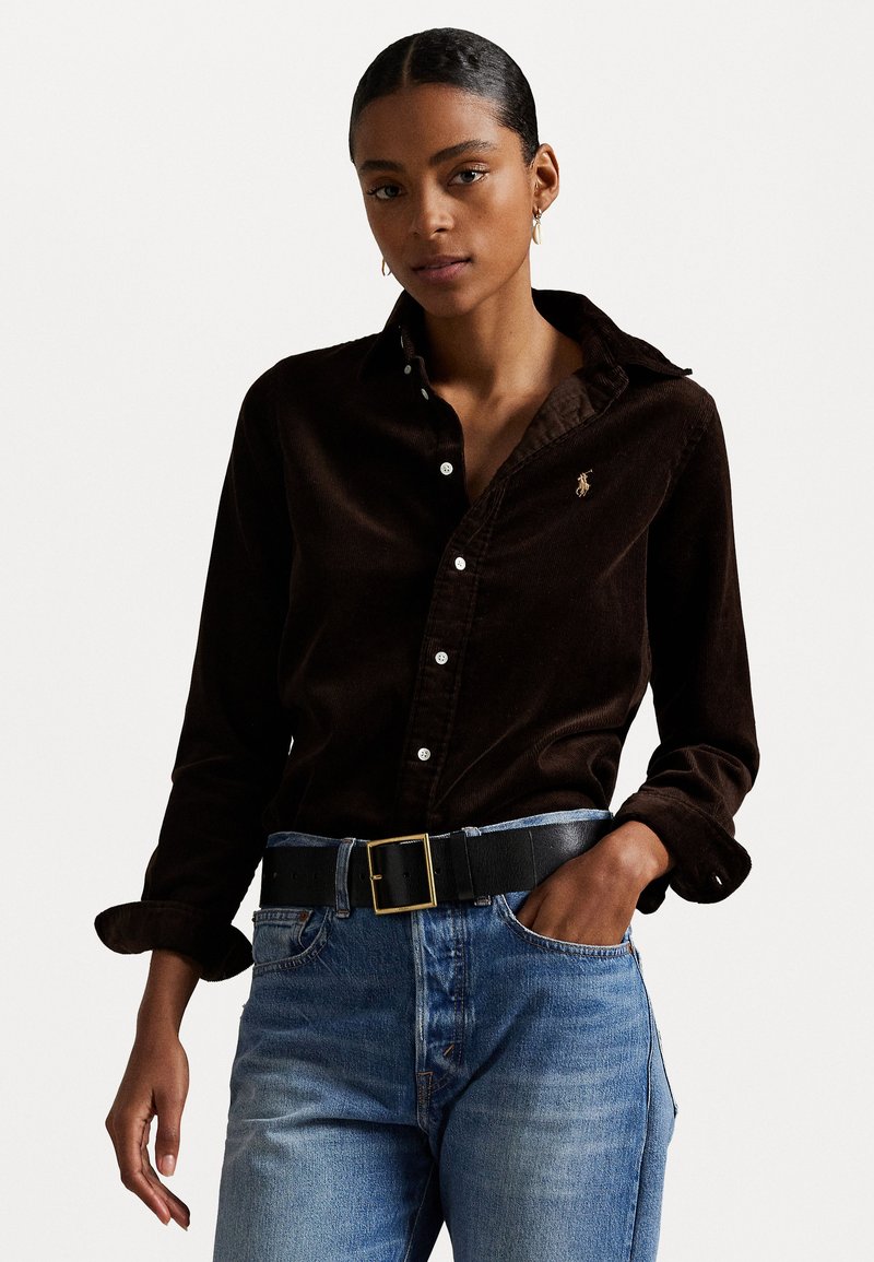 Polo Ralph Lauren STRETCH SLIM FIT COTTON CORDUROY SHIRT - Bluza z gumbi - dark beech