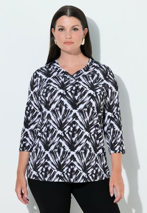 Ulla Popken GRAPHIC PRINT SLINKY STRETCH KNIT T-SHIRT BLOUSE - Langærmet T-shirt - black