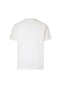 Camiseta de manga corta en color blanco sólido, hecha de suave algodón con un cuello redondo estándar y un corte relajado, con un diseño liso en la parte posterior.