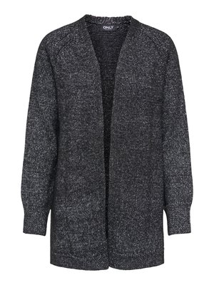 Tumehall, avatud eesmine kootud kardigan pikkade varrukatega ja soonikkoes mansettidega, millel on päevitunud muster.