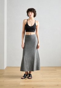 Lindex SKIRT INA - Maxinederdele - dark grey melange