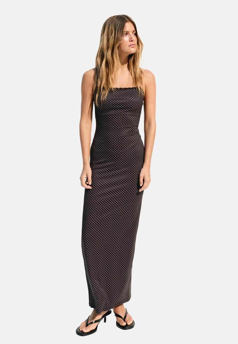 Bershka - PRINTED STRAPPY - Maxi šaty - black, Zväčšiť
