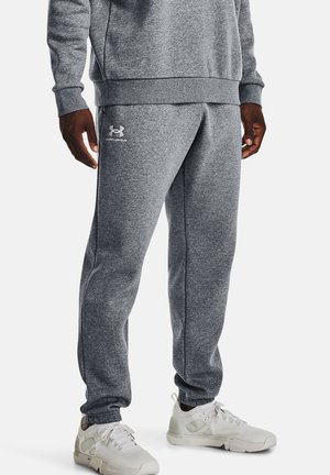 Under Armour ICON FLEECE - Tracksuit bottoms - pitch gray medium heather /  / white