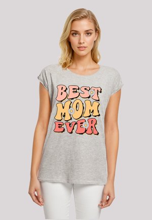 MUTTERTAG BEST MOM EVER RETRO BLUMENMUSTER - Print T-shirt - heather grey